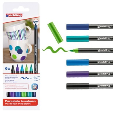 Fine art shop - Case with 6 Edding 4200 porcelain markers in cool colors | totenart.com