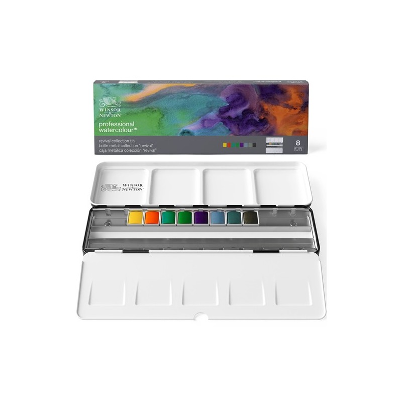 Fine art shop - Revival Collection Box Watercolour 8 haf pans, Winsor & Newton | totenart.com