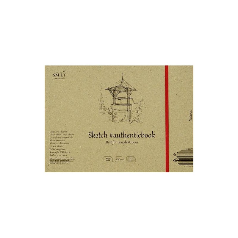  Fine art shop - Sketch pad Natural with bands, 32 sheets, 100 g, 24,5x17,6 cm, SM-LT | totenart.com