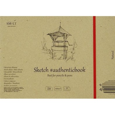  Fine art shop - Sketch pad Natural with bands, 32 sheets, 100 g, 24,5x17,6 cm, SM-LT | totenart.com