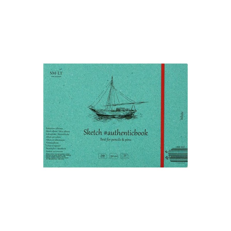  Fine art shop - White Sketch pad with bands, 32 sheets, 90 g, 24,5x17,6 cm, SM-LT | totenart.com