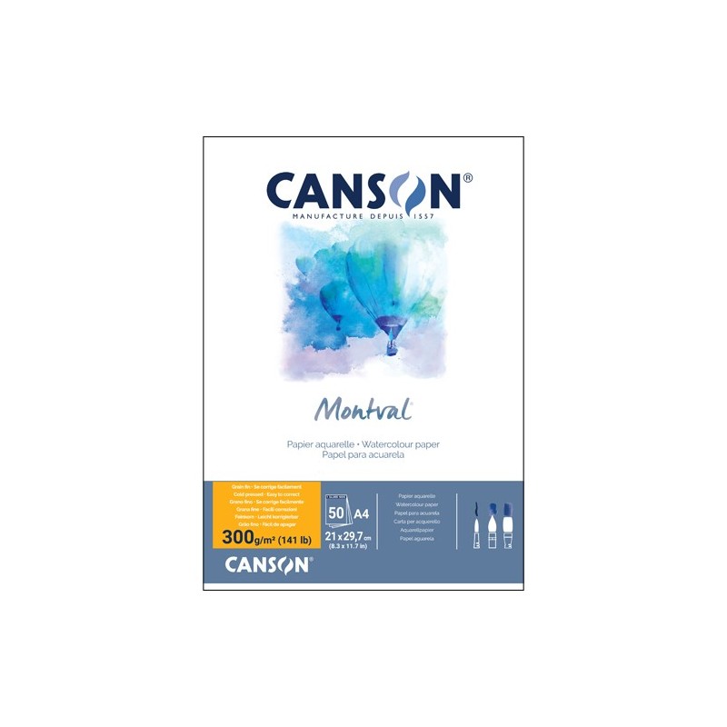  Fine art shop - Canson Montval Watercolour 300 gr, 21x29.7, Cold Pressed, Pad 50 s. | totenart.com
