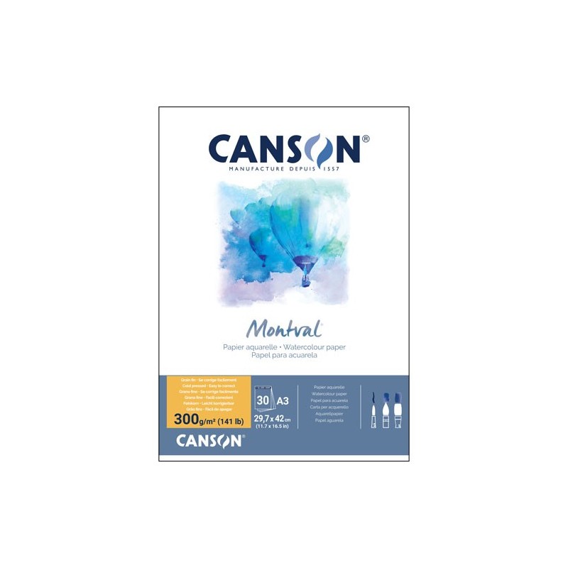  Fine art shop - Canson Montval Watercolour 300 gr, 29.7x42, Cold Pressed, Pad 30 s. | totenart.com