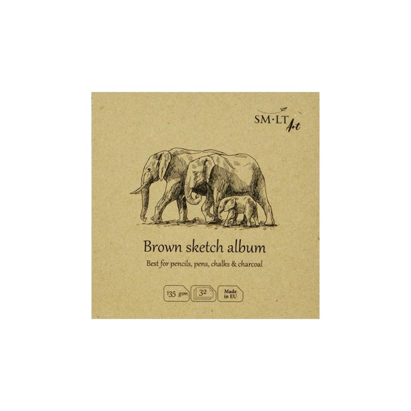  Fine art shop - Brown sketch album, 32 sheets, 135 g, 14 x 14 cm, SM-LT | totenart.com
