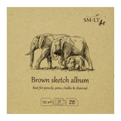  Fine art shop - Brown sketch album, 32 sheets, 135 g, 14 x 14 cm, SM-LT | totenart.com