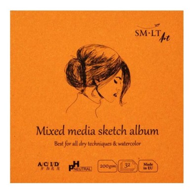  Fine art shop - Mixed media sketch album, 32 sheets, 200 g, 14 x 14 cm, SM-LT | totenart.com