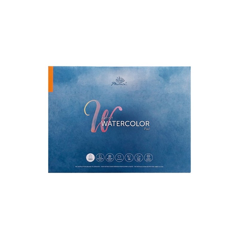  Fine art shop - Watercolour Pad 100% cotton, medium grain, 24x32 cm, 300 g, 16 s, Phoenix | totenart.com