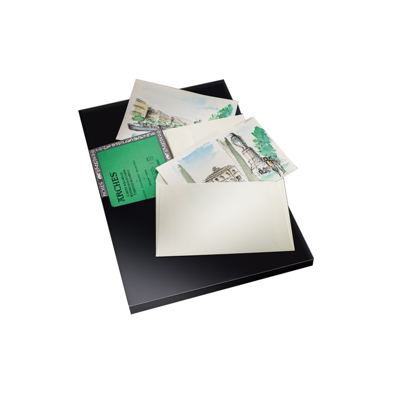  Fine art shop - Arches Correspondence Box: Watercolor Pad 10x15 10h 100% cotton Fine 300g + 10 Envelopes 11x16 | totenart.com