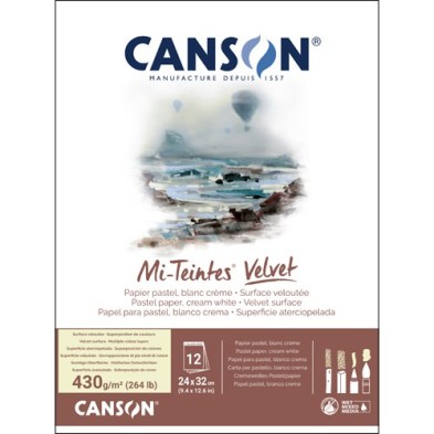  Fine art shop - Canson Mi-Teintes Velvet Pad, white, 12s 430g 24x32cm, glued | totenart.com