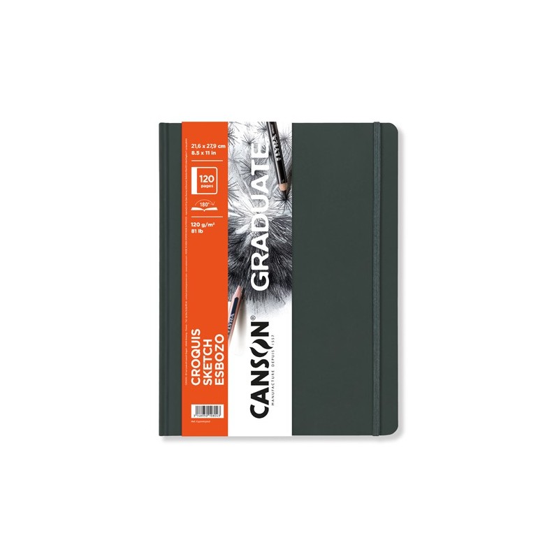  Fine art shop - Canson Graduate Sketch Pad (Hardcover Dark Gray), 60s., 120 gr., 21,6x27,9 cm | totenart.com