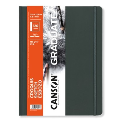  Fine art shop - Canson Graduate Sketch Pad (Hardcover Dark Gray), 60s., 120 gr., 21,6x27,9 cm | totenart.com