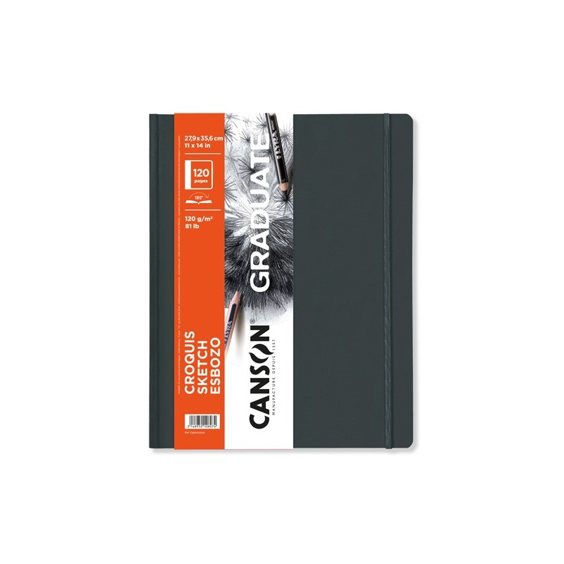  Fine art shop - Canson Graduate Sketch Pad (Hardcover Dark Gray), 60s., 120 gr., 27,9x35,6 cm | totenart.com