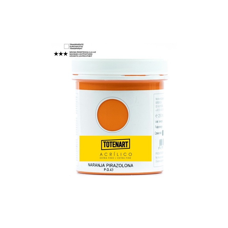 Fine art shop - Acrylic Pyrazolone Orange 250 ml. totenart | totenart.com