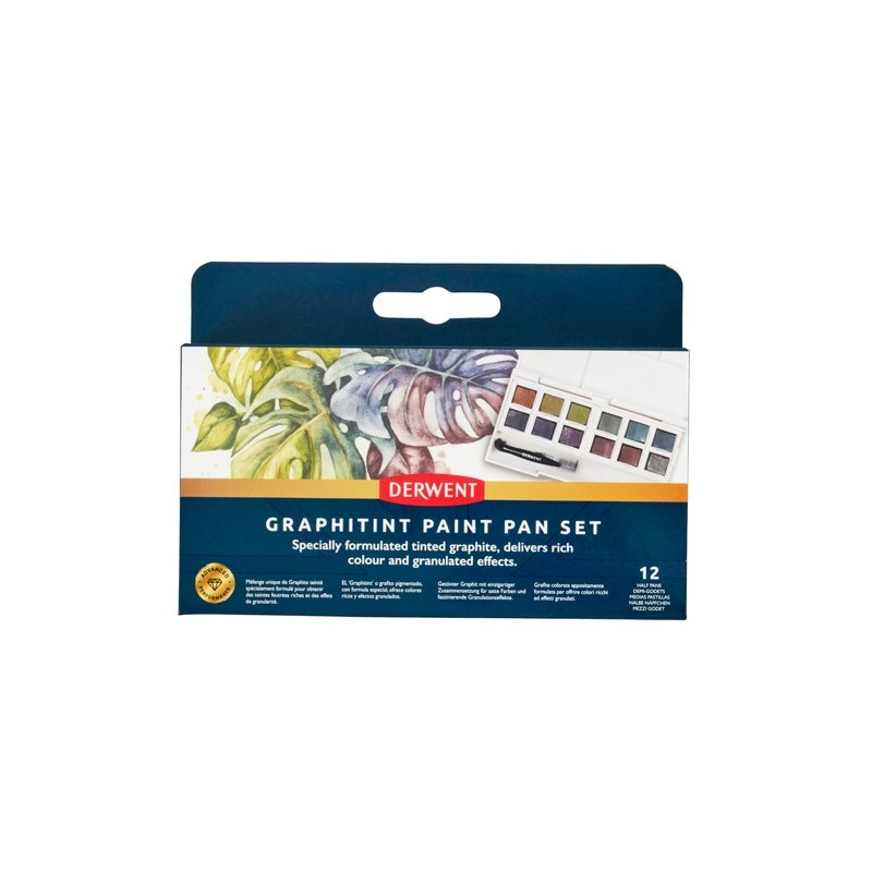 Fine art shop - Graphitint Paint 12 medium godets, watercolor pigment graphite, Derwent | totenart.com 