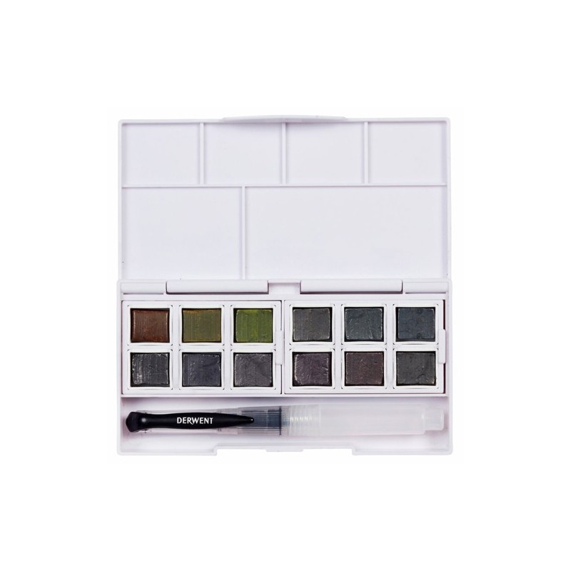 Fine art shop - Graphitint Paint 12 medium godets, watercolor pigment graphite, Derwent | totenart.com 