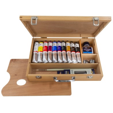 Oil Titan Extra thin, wooden box, 10 colours 40 ml.