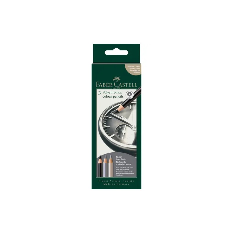 Polychromos 3 Colour Creative Set Faber-Castell Clock: set box, with a drawing of a clock