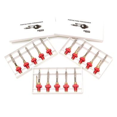 Set of 15 Reig pyrography tips in three cases of five tips each | Totenart