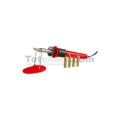 Simple single-socket pyrography pen with 6 interchangeable tips and stand | Totenart